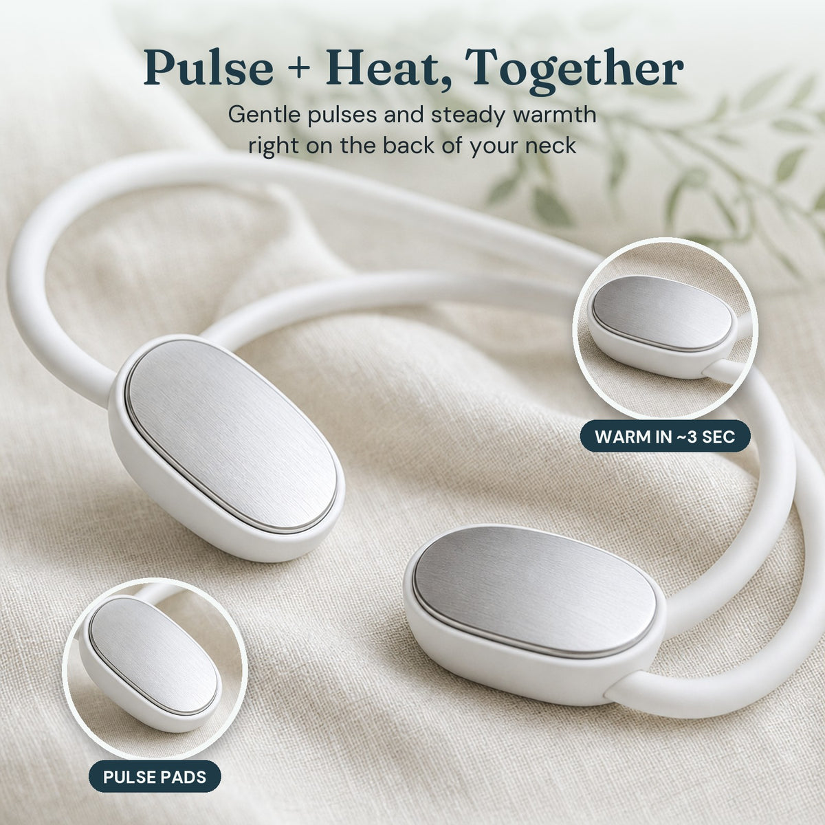 Pulse + heat together: close-up of the two contact pads