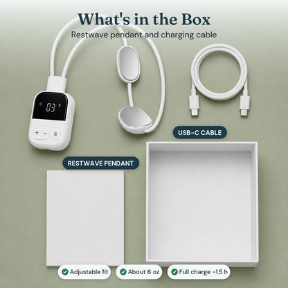 What's in the box: Restwave pendant and USB-C cable